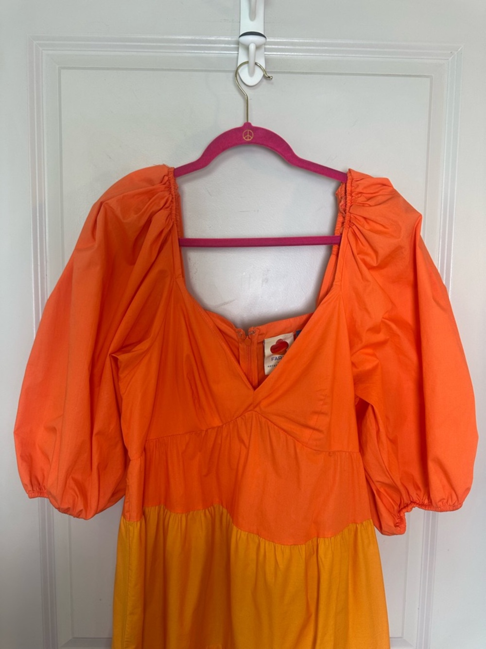 NEW FARM RIO Cotton Tiered RufflePuff Sleeves Colorblock Maxi Dress, Medium - Picture 14 of 16